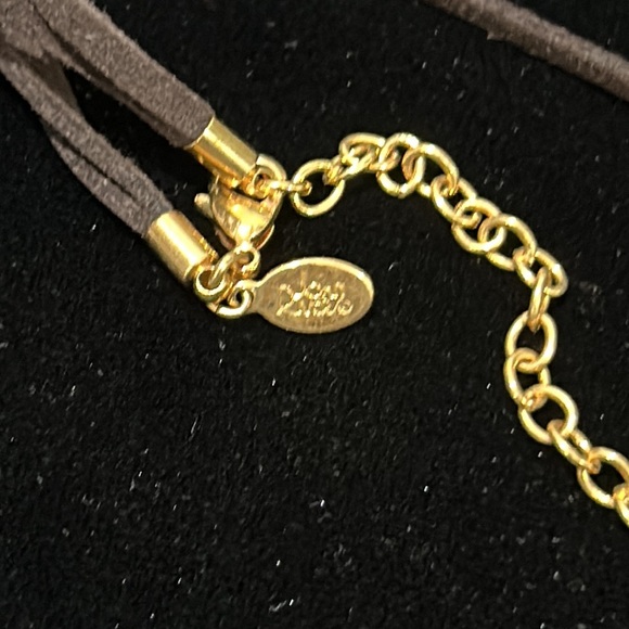 #4 Vintage Joan Rivers Pendant, Turquoise & Crystals Set in Gold,17" + 3" - Picture 3 of 9